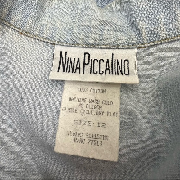 Vintage Nina Piccalino Light Wash Denim Cotton Boho Southwestern Studded Vest - Picture 11 of 12